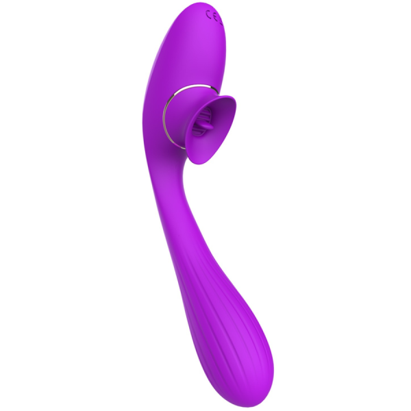 Stimulateur Clitoridien avec langue & Vibromasseur Point G 2-en-1 DISA Violet Cœur Ardent
